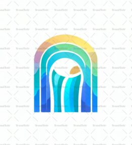 Abstrakter Wasserfall und Regenbogen